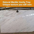 Karibiber Vanity Tray, 11.8inch Marble Bathroom Tray for Countertop, White Marble Bathroom Dresser, Stone Serving Tray for Kitchen Counter, Storage Organizer for Decor, Perfume, Jewelry - Image 6