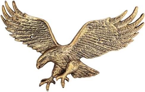 Linton Arst Cast Iron American Eagle Wall Decor, Vintage Gold Freedom Flyer Eagle Plaque, Metal Eagle Statue Indoor Outdoor Hanging Wall Art by LintonArts