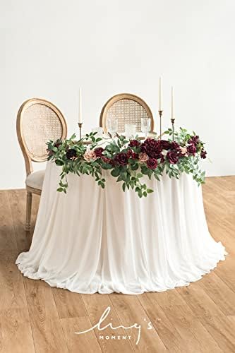 Ling's moment Flower Garland, 6FT Eucalyptus & Rose Marsala & Blush - Image 4