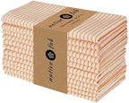 Native Fab Cloth Napkins 18x18 inches, 100% Cotton Vintage Stripped Dinner Napkins, Set of 12, Soft Breathable Absorbent, Machine Washable Cloth Napkins, Orange Beige by NativeFab