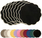 AHHFSMEI Round Faux Linen Placemats Set of 8 Heat Resistant Non-Slip Stain Proof Table Mats for Kitchen Dining Elegant Decor Place Mats (8, Black) by AHHFSMEI