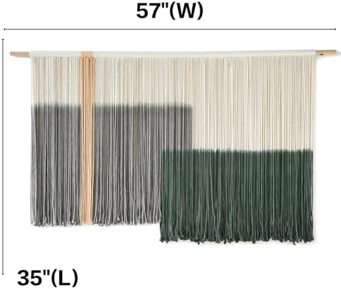 Macrame Wall Hanging Green Large Dip Dye Fiber Wall Art Bohemian Yarn Tapestry Wall Décor 57''W*35''L - Image 5