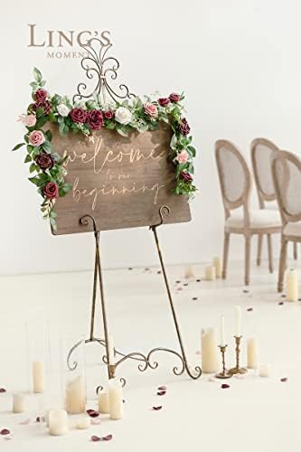 Ling's moment Flower Garland, 5FT Eucalyptus & Rose Burgundy - Image 6