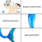 John's Studio Mermaid Wall Decor Outdoor Metal Fish Bathroom Hanging Art Glass Blue Ocean Theme Decorations for Home, Pool and Patio - Image 2