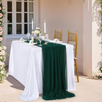 Emerald Green Chiffon Table Runner 10 Pieces 10Ft Boho Christmas Runners - Image 5