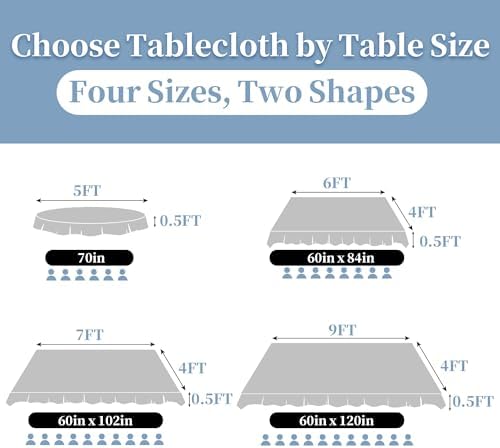 White Round Tablecloth 70 Inch Cloth for 5ft Tables (4-6 Seats) - Cotton & Polyester - Wrinkle/Fade Resistant - Washable & Reusable - 1PC Circle Table Cover for Wedding, Party & Dining, Bows Jacquard - Image 6