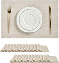 Leetaltree Beige White Placemats Set of 24 - Heat Resistant Non-Slip Place mats for Dining Table, Washable Durable PVC Vinyl Woven Table Mats(Beige White, 24) by Leetaltree-ArtatEveryTable