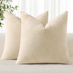 decorUhome Soft Chenille Beige Throw Pillow Covers 22X22 Set of 2 by decorUhome