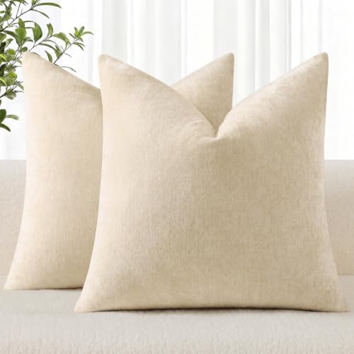 decorUhome Soft Chenille Beige Throw Pillow Covers 26X26 Set of 2 by decorUhome