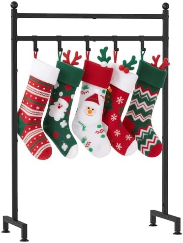GloTika Christmas Stocking Holder Stand, 6-Hook Freestanding, Metal by QualityHomewareTimlessComfort