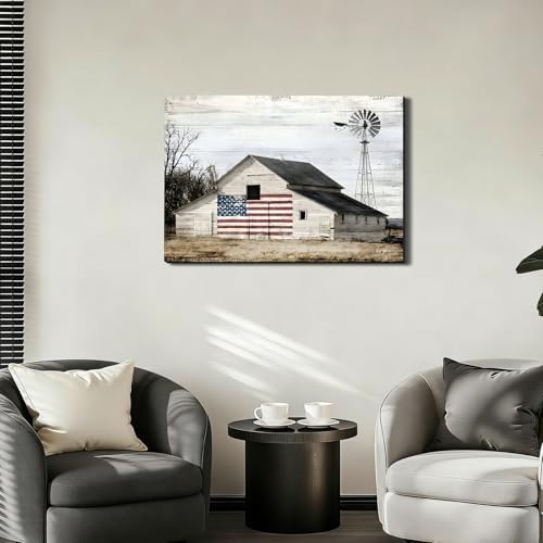 ZERILYN Ship Next Day – Patriotic Canvas Wall Art, American Flag in Mountains, Beach, Forest, Meadow, Barn, Farmhouse Decor, Rustic Country Wall Decor, Americana Prints for Living Room - Image 7