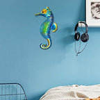 John's Studio Seahorse Sea Wall Decor Outdoor Metal Garden Hanging Art Glass Sculptures Home Ocean Theme Decorations for Kitchen Bathroom and Pool - Image 4