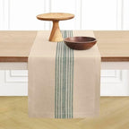 Solino Home 100% Linen Table Runner, 14 x 144 in, Green and Natural Striped by SolinoHome