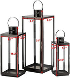 MATICO Stainless Decorative Candle Lantern Set of 3, Hanging Decor Hurricane Lantern Candle Holder for Festival Ceremony Home Decor, Both Indoor & Outdoor Use, Black - Image 2