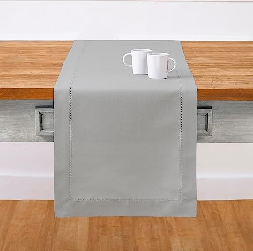 Solino Home Cotton Linen Dining Table Runner Light Grey Woven, 14 x 72 in by SolinoHome