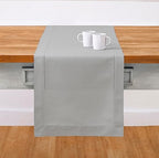 Solino Home Cotton Linen Table Runner Light Grey Hemstitch, 14 x 120 in by SolinoHome