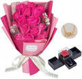 EIGHTOWN Roses Bouquet Artificial Flower - Preserved Red Rose Flowers with Love Necklace for Her - Unique Gifts Valentine's Day, Mother's Day, Thanksgiving, Birthday, Anniversary (512) by EIGHTOWN
