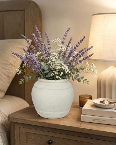 Briful Rustic Ceramic Farmhouse Vase, 5.9" Vintage Textured Pottery Jar - Image 4