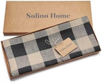 Solino Home 100% Linen Table Runner, 14 x 72 in, Natural and Black Check - Image 5