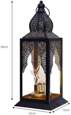 Ramadan Lantern Light for Home Decor, Eid Mubarak Ramadan Decorations, Moroccan Style Crescent Moon Metal Hollow Out Lamp for Tabletop Mantel Wall (Moon) - Image 2