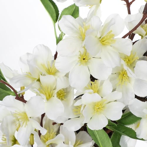 Spring Summer Wreaths for Front Door, 20 Inch Cherry Blossom Wreaths for Spring Summer Decor, White Wreaths for Front Door, Window, Home, Wall, Porch, Farmhouse Decor, Spring Artificial Flower Wreaths - Image 2
