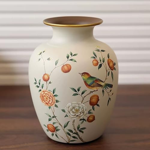 Ceramic Flower Vase, Vintage Home Decor Vases, Farmhouse Decorative Vases for Table, Shelf Bookshelf, Mantel, Entryway and Centerpieces by Smiletag