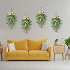 22" Eucalyptus Wreaths for Front Door 4 PCS Greenery Teardrop Swag Spring Summer Wreath with Eucalyptus Olives Leaves Mixed Berry for Farmhouse Home Porch Wall Window Festival Wedding Decor - Image 5