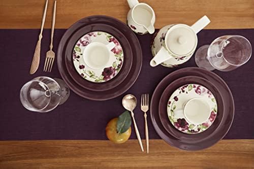 Solino Home 100% Pure Linen Table Runner Burgundy Long, Athena 14 x 132 in - Image 3