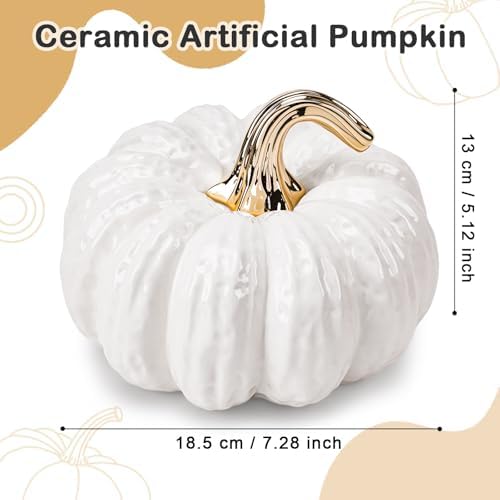 7.9 Inch Realistic Fake White Pumpkin Decoration Ceramic Figurines - Image 2