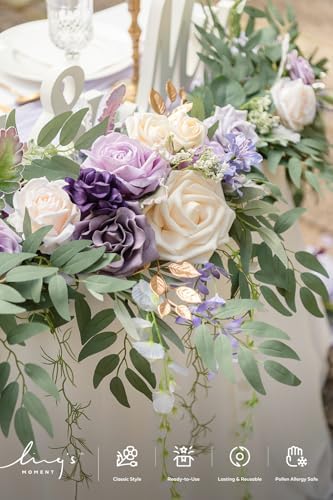 Ling's moment Purple Eucalyptus Flower Garland Wedding Arch 9 FT - Image 6