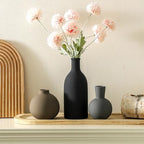 Ceramic Vase Set of 3 | Neutral Vases Home Decor | Modern Flower Pottery Vases Rustic Farmhouse Vase for Table Entryway Mantel Centerpiece Bookshelf Living Room Bathroom Bedroom -Multicolor Large - Image 6
