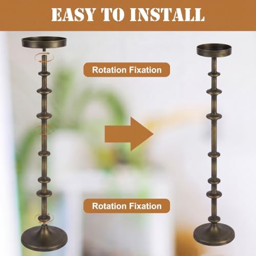 Maxdot Bronze Metal Pillar Candle Holder 36" 29" Tall Decorative Taper Candle Stand Set of 2 Vintage Floor Candlestick Holde for Housewarming Wedding Christmas Halloween Living Room - Image 3