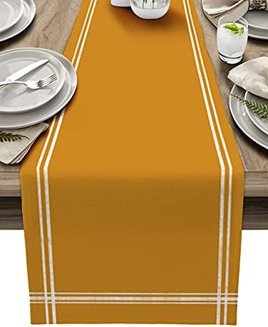 Smile Sunflower Ginger Yellow Table Runner, Burlap Table Runners 120 inches Long,Farmhouse Style Solid Color Table Runner for Wedding Holiday Party Dinner,Dresser Scarf Decor by Smile+Sunflower