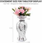 Silver Ceramic Flower Vase with Rhinestone Accents - Image 2