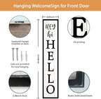 Surfapans Hey Hi Hello Welcome Sign For Front Porch Standing 45"X9" Large Outdoor Tall Wood Frame Vertical Wall Decor Rustic Farmhouse Outside Home Modern Front Door Board Decoration (Black) - Image 2