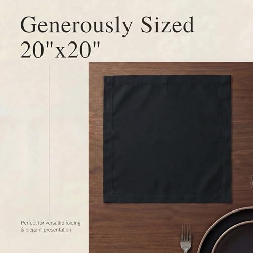 Urban Villa Cloth Napkins Cotton 20x20 (Set of 12) Black - Image 6