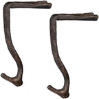 Lulu Decor,100% Cast Iron 8" Stocking Holder for mantle Holds Up to 9 lbs Low Profile Design with Rubber Grip Ideal for Christmas Stockings Garland Holder Simple Natural Branch antler shape (Set of 2) by LuluDecor