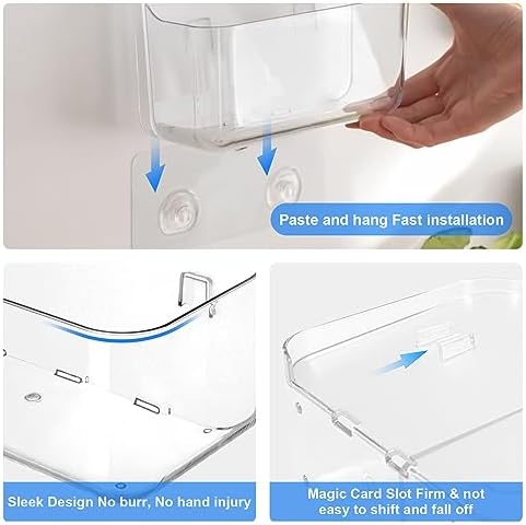 Diesisa Acrylic Wall Mount Organizer, 3Pcs Clear Adhesive Bathroom Shelves - Image 5