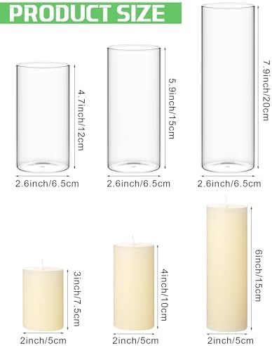 Shihanee 36 Pillar Candles,2.6'' X 4.7'', 5.9'', 7.9'',Clear,Ivory - Image 3