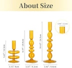 Hewory Amber Taper Candle Holders Set, 3 PCS Glass Candlestick Holders - Image 5