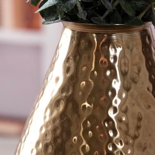 ANDALUCA Decorative Metal Vase with Hammered Rustic Bronze Ombre Finish 12in - Image 6