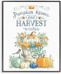 Autumnal Fall Pumpkins Botanical Bouquet, 24 x 30 Inch Framed Giclée Print by StupellIndustries