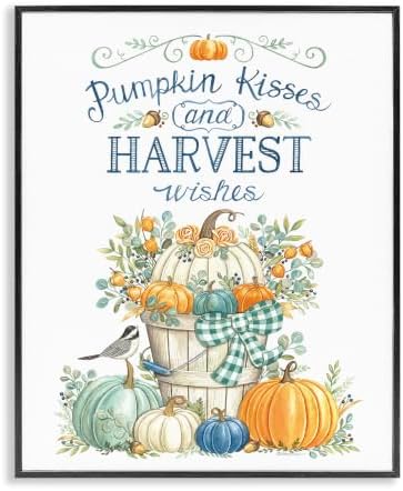 Autumnal Fall Pumpkins Botanical Bouquet, 24 x 30 Inch Framed Giclée Print by StupellIndustries