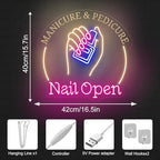 Nail Open Neon Sign for Nail Salon Window, Manicure Pedicure Wall Decor - Image 5