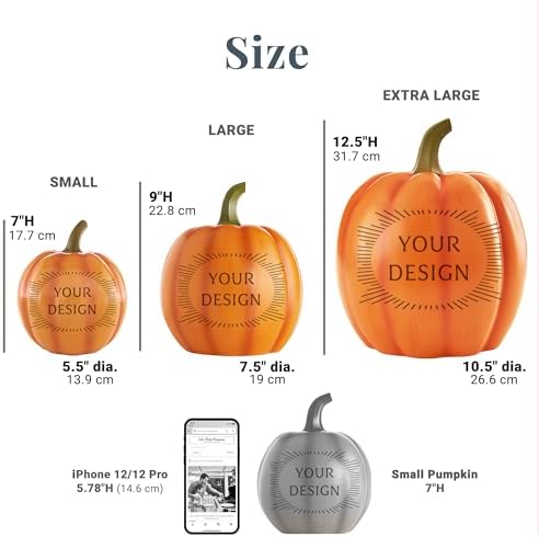 Let's Make Memories Personalized Pumpkin for Halloween - Custom Jack O Lantern With Your Name - Fall Decor - Light Up Pumpkin for Indoor/Outdoor Use - Floral Name and Monogram - Small - Silver Glitter - Image 5