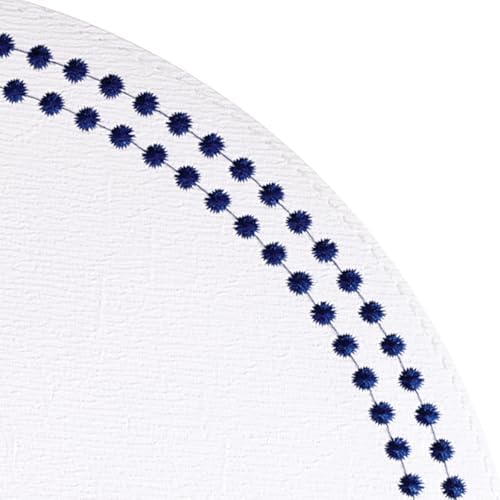 Bodrum Pearls Round Embroidered Placemats Set of 4 – 15" Elegant Table Mats for Dining, Weddings & Special Occasions, Decorative, Wipe-Clean Vinyl Placemats, Pure White/Navy - Image 3