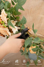 Ling's moment 2PCS Apricot Peach Artificial Flower Garland Wedding Arch Flowers Floral Swags Centerpieces Decoration Rose Greenery for Sweetheart/Head Table Easel Wall Entryway Board Backdrop - Image 5