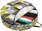 Vintage Mid-Century Round Storage Bag 30 Inch, Modern Abstract Geometric Yellow Gray Clothes Storage Container with Handles Heavy Duty Organizer for Comforter, Bedding & Holiday Wreaths by Unknown