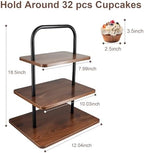 Wooden Cupcake Stand, 3 Tier Large Cupcake Tower Stand for 50 Cupcakes, Dessert Stand Display for Party, Wedding, Birthday, Halloween, Farmhouse Decor (Rustic-1Pack) - Image 2