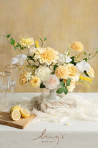 Ling's moment Creamy Yellow Artificial Dahlias, Wedding Flowers, 25 pcs - Image 2